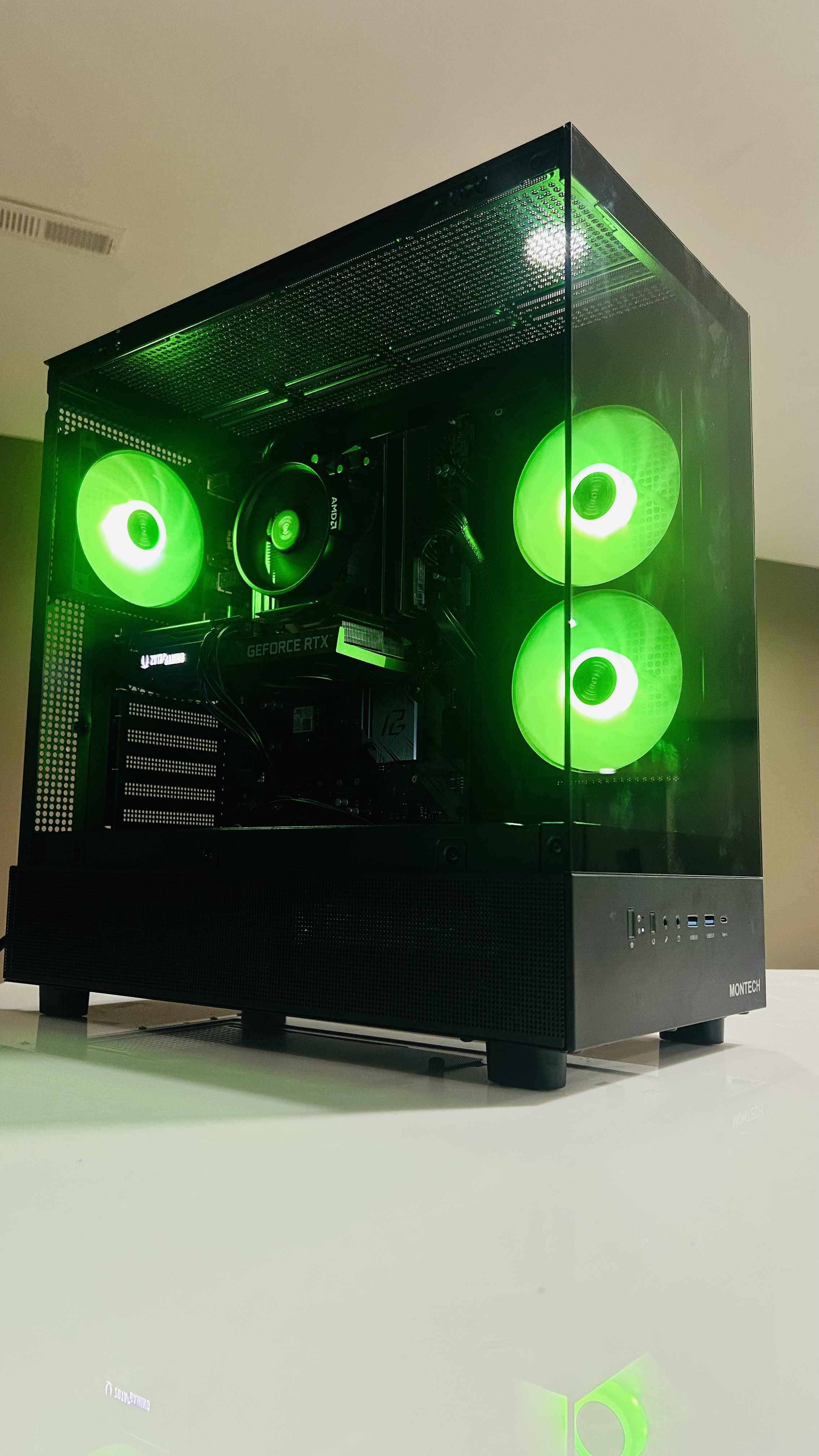 Montech XR Custom PC Build with Green LED Fans