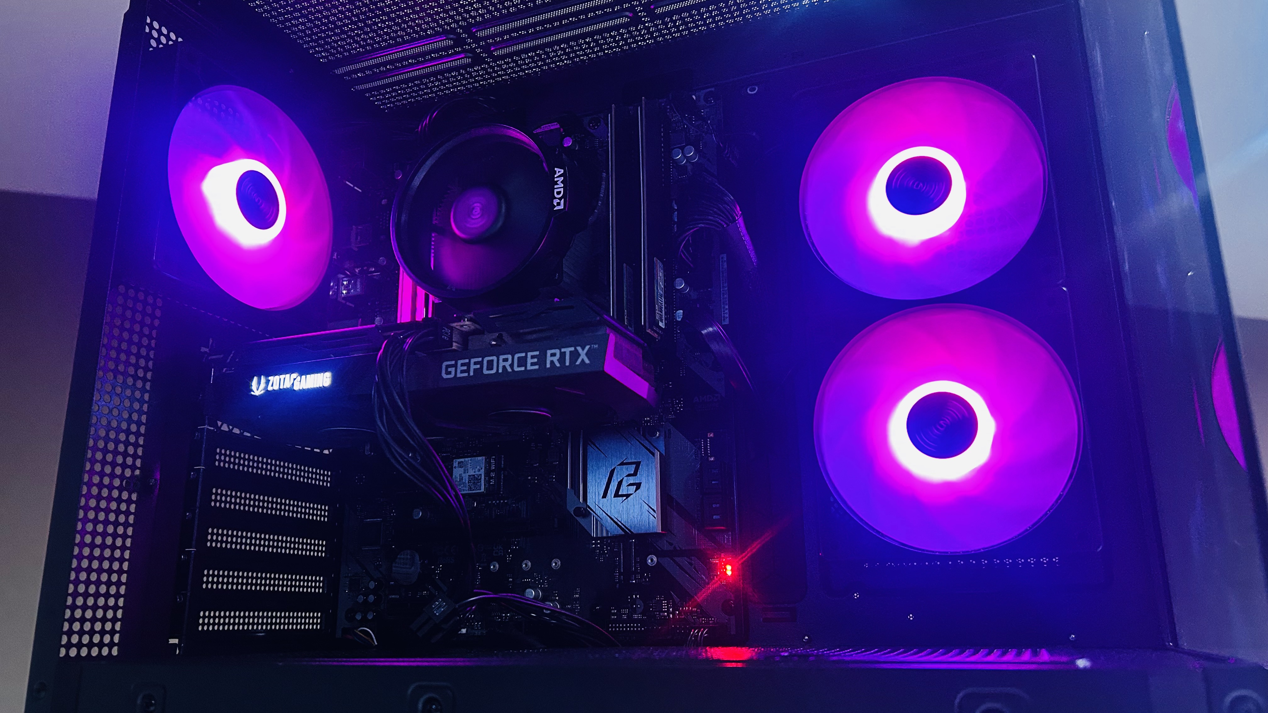 Montech XR Custom PC Purple & Blue Interior View